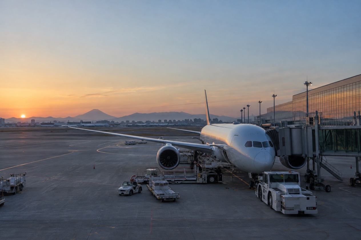 A jet at a Japanese airport