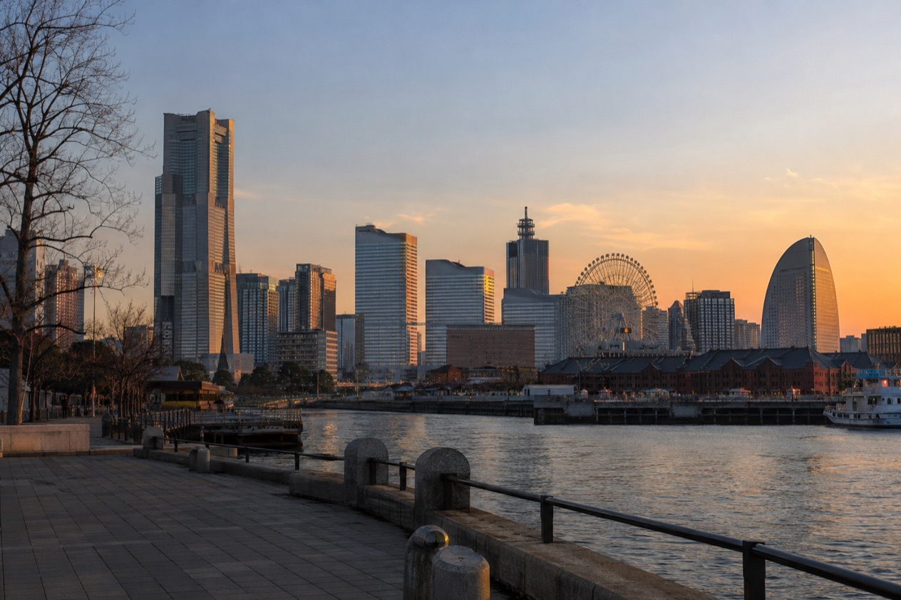 The Minato Mirai waterfront in Yokohama in winter