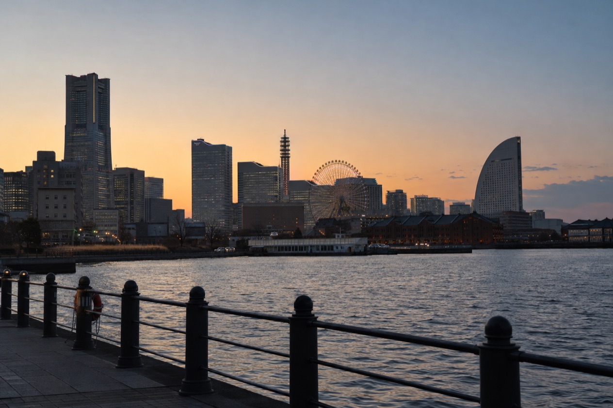 The Minato Mirai waterfront in Yokohama in winter