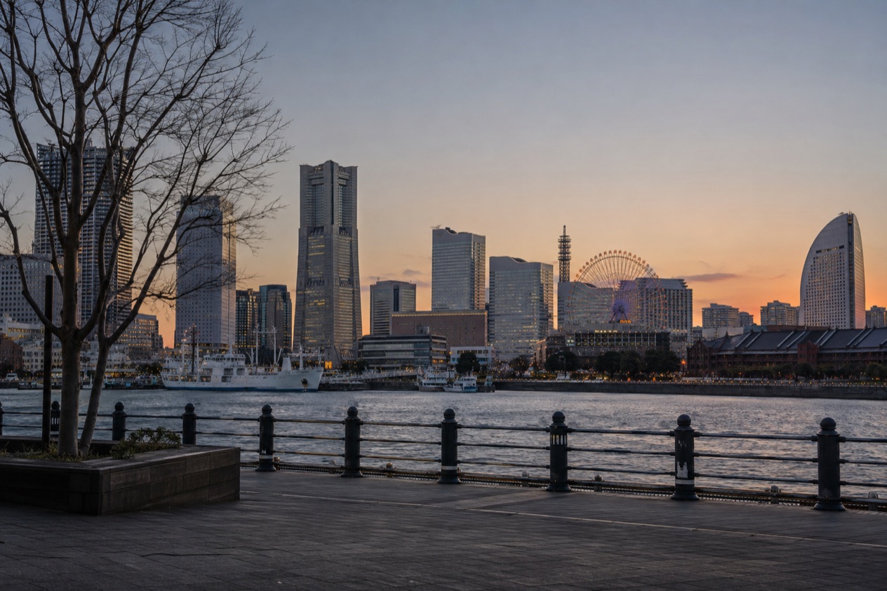 The Minato Mirai waterfront in Yokohama in winter
