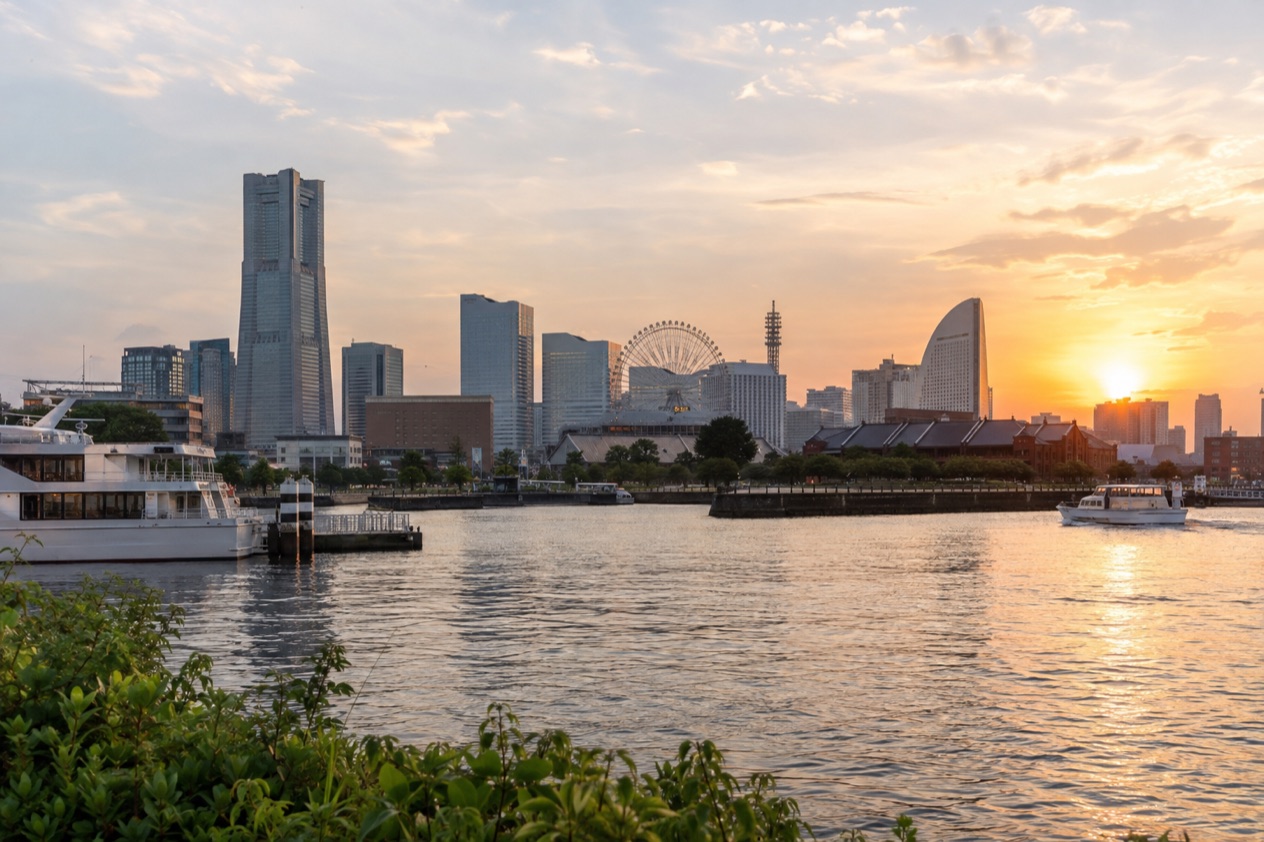 The Minato Mirai waterfront in Yokohama in summer