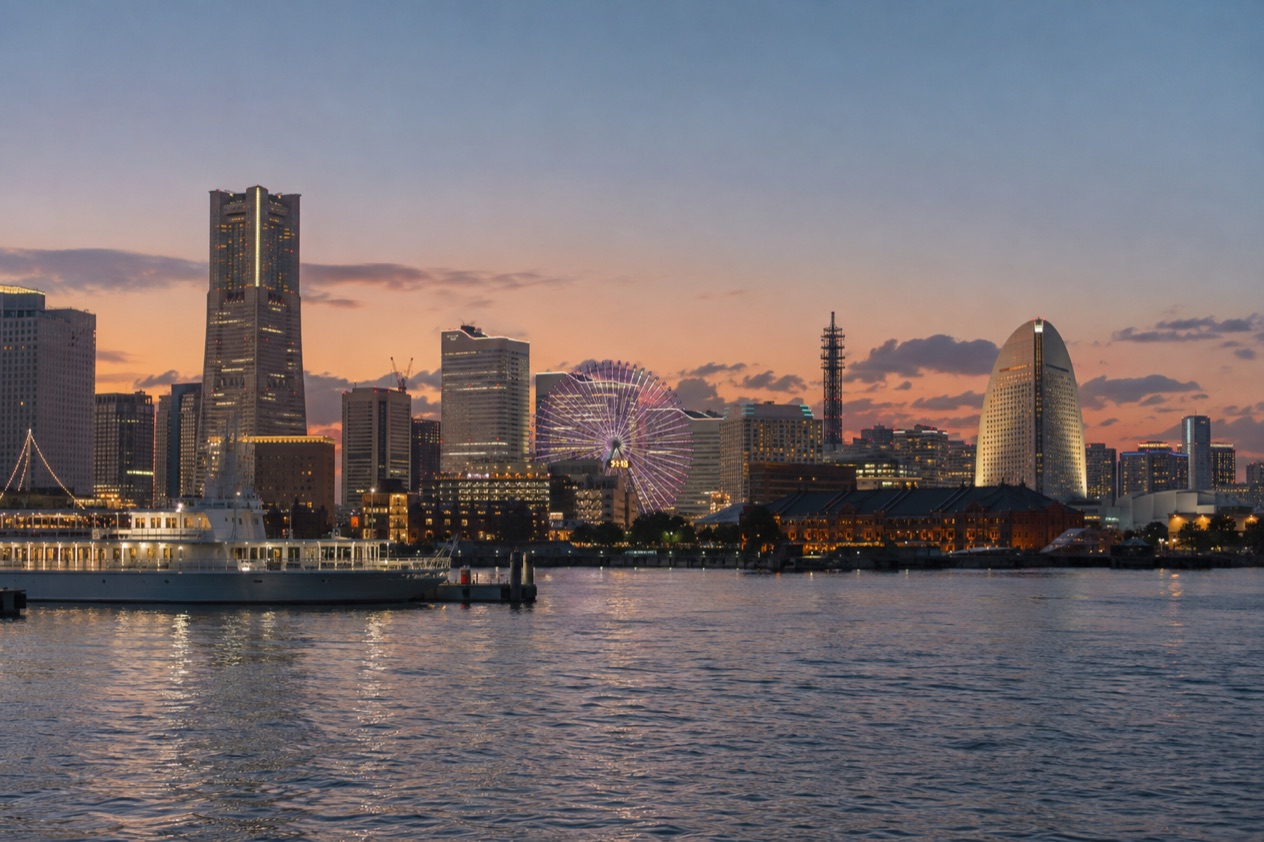 The Minato Mirai waterfront in Yokohama in autumn