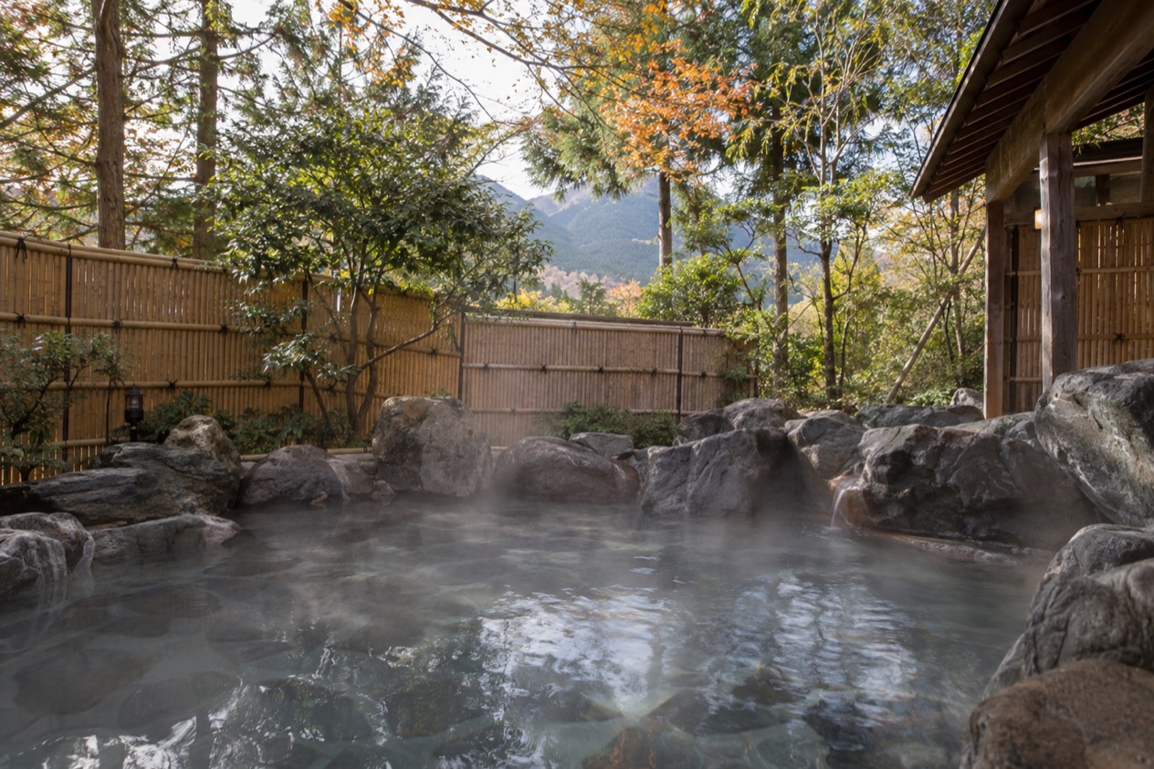 An outdoor onsen bath