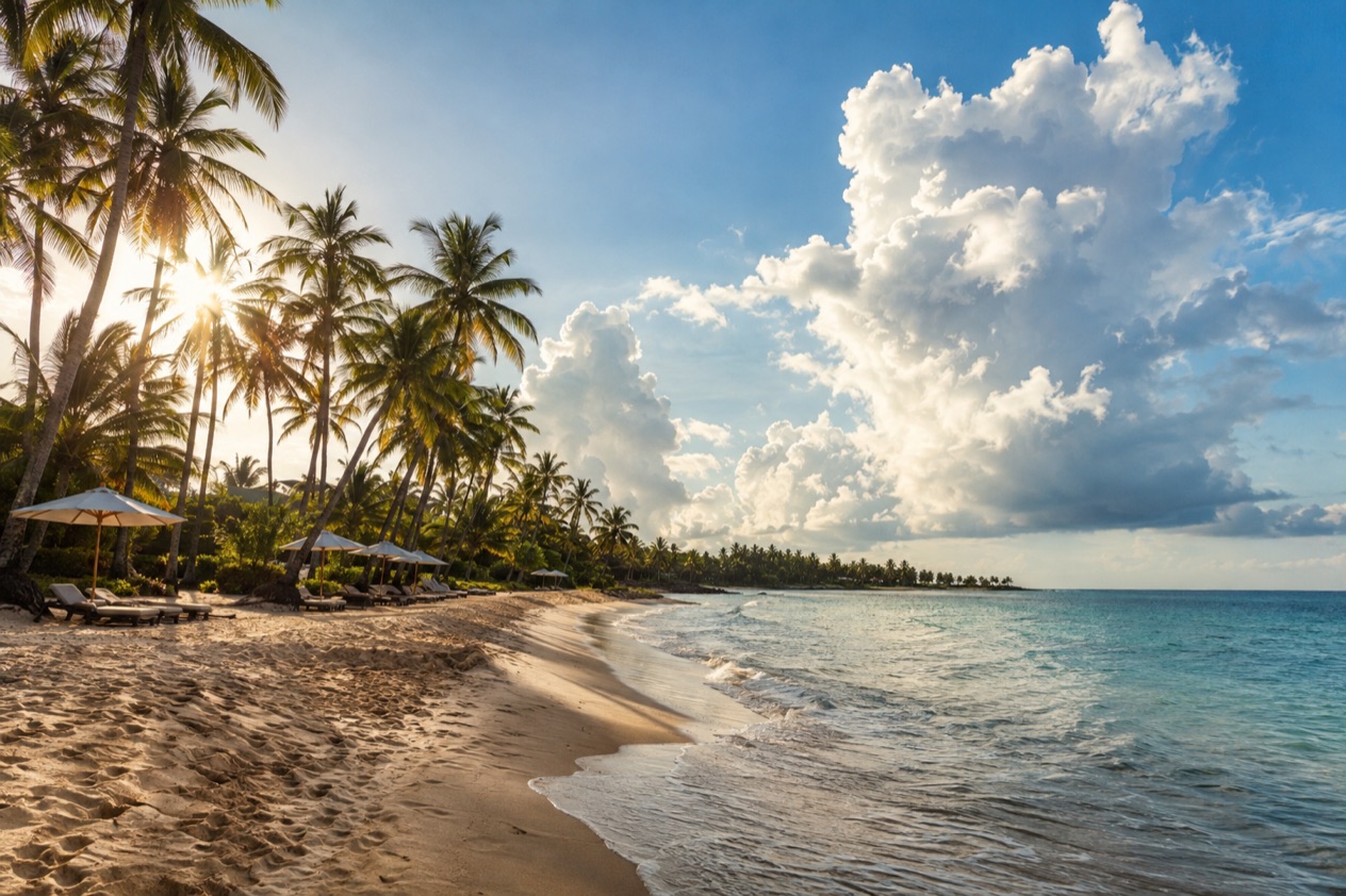 A beach at Dorado in the hot, bright months