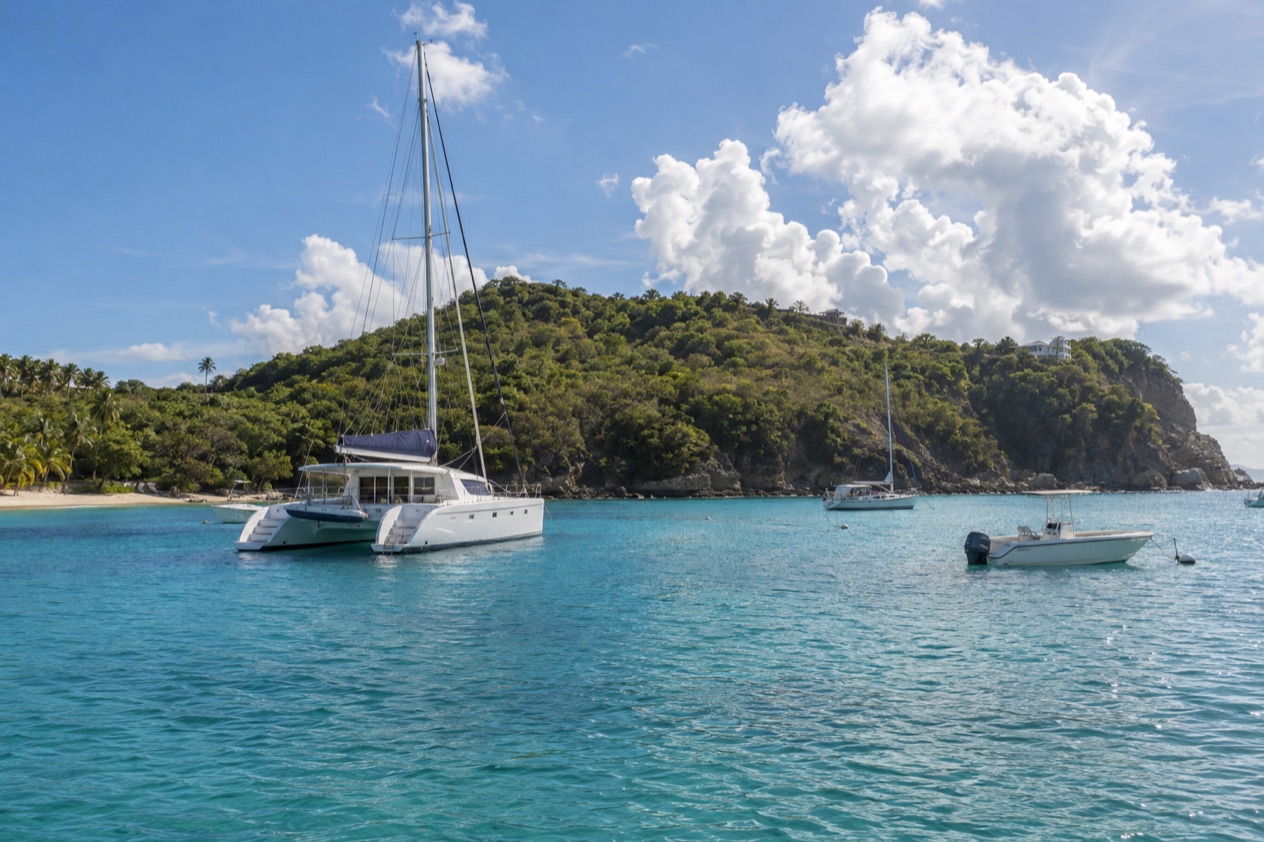 Boats at anchor off the northeast coast near Fajardo in the hot, bright months
