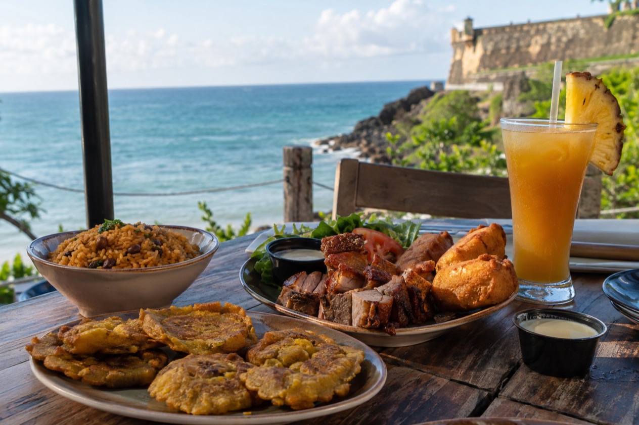 Traditional Puerto Rican dishes on a table