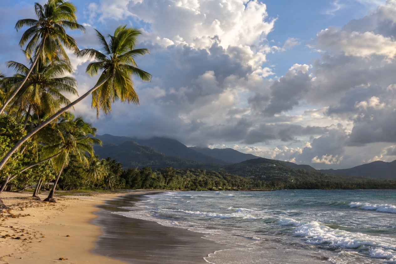 A palm-fringed beach at Luquillo in the wetter months