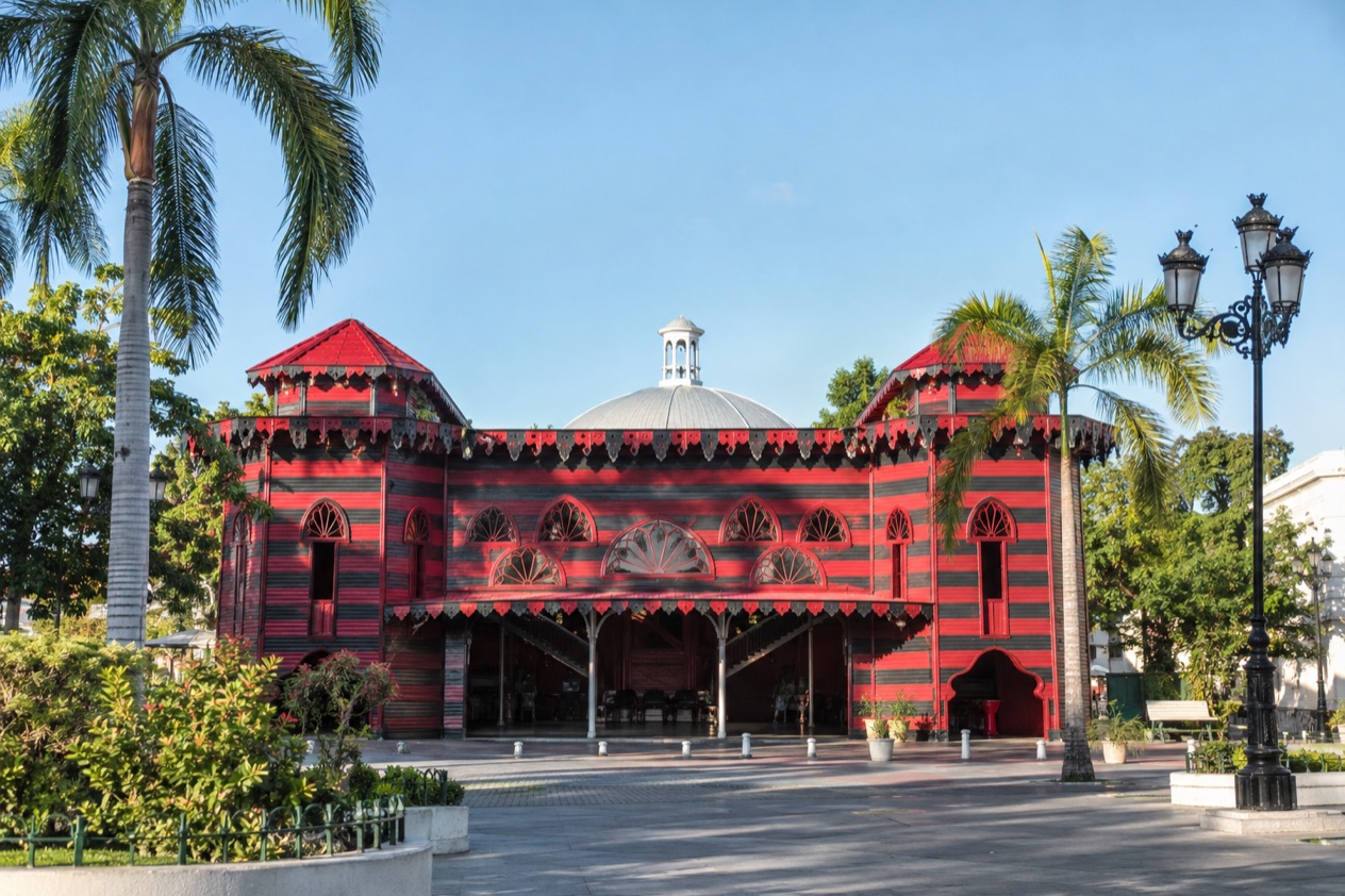 The Parque de Bombas firehouse on Plaza Las Delicias in Ponce