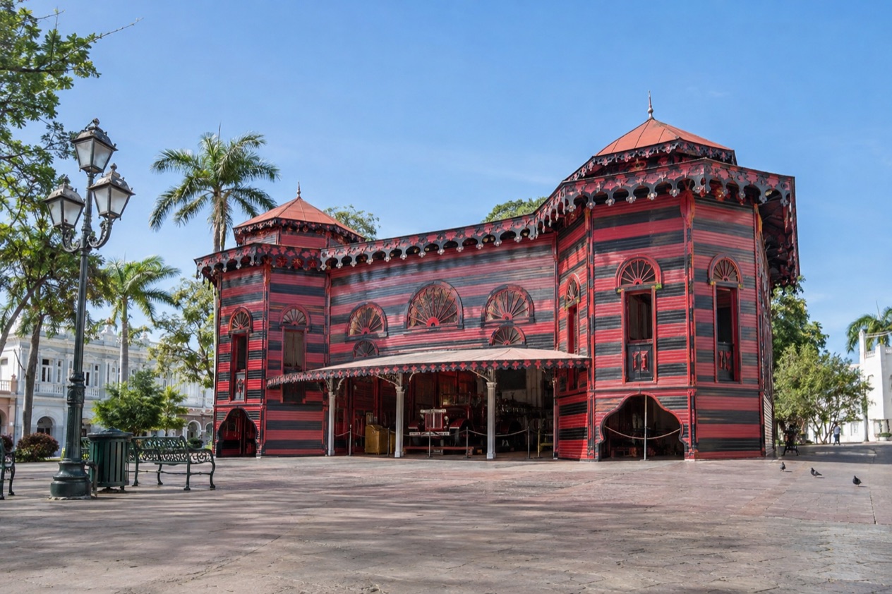 The Parque de Bombas firehouse on Plaza Las Delicias in Ponce