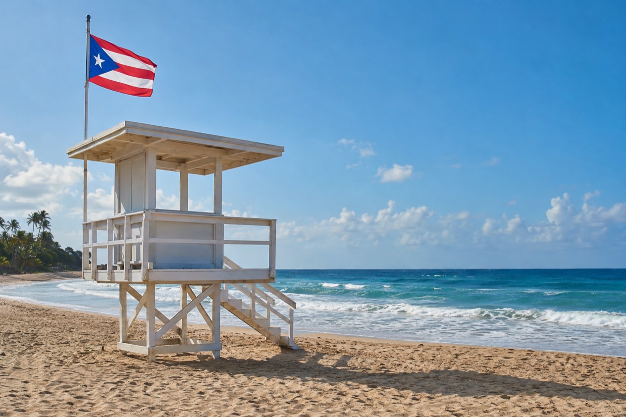 A lifeguard tower on a beach